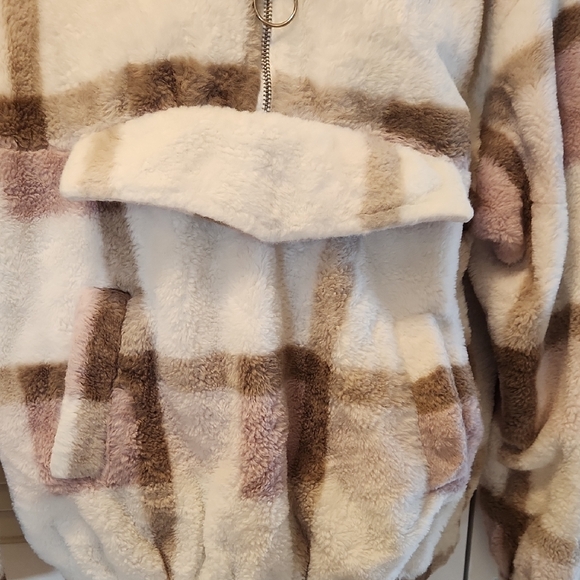 Easel Cream and Brown Teddy Jacket with Pink Accents - Picture 4 of 9